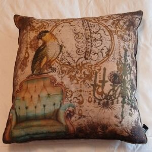 Newport Accent Pillow with Bird and Chair Design